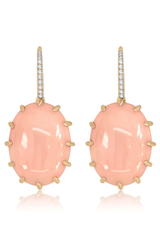 Drop Earrings with Embossed Patterns -Angelskin Coral Drop Earrings