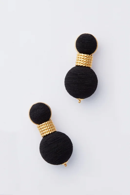 Drop Earrings for Engagement Party -Black Silk Geneva Earrings