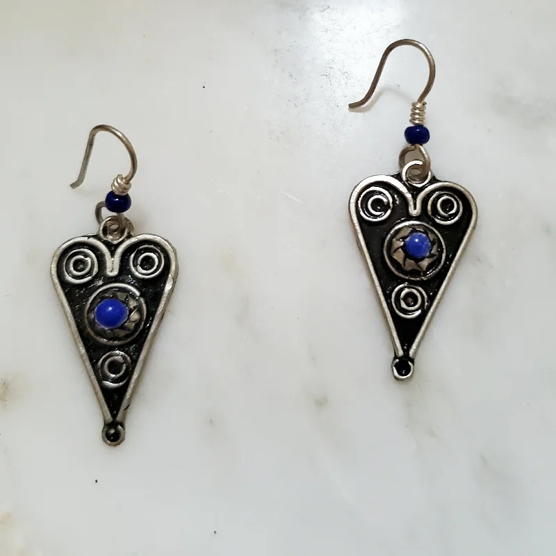 African Drop Earrings with Culture -Love Knot Blue Earrings