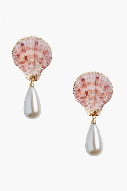 Drop Earrings for Anniversary -Capri Shell Pearl Drops Earrings