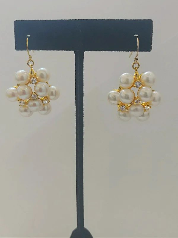 Beaded Drop Earrings for Party -Cluster Band Gold Earrings