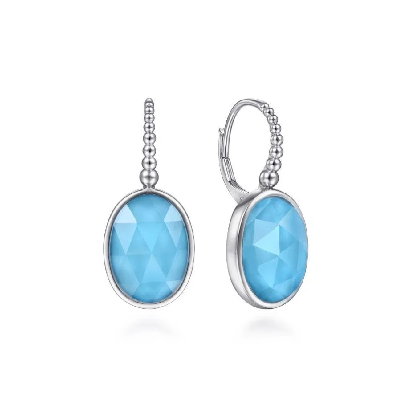 Drop Earrings with Knot Designs -Sterling Silver Rock Crystal and Turquoise Drop Earrings