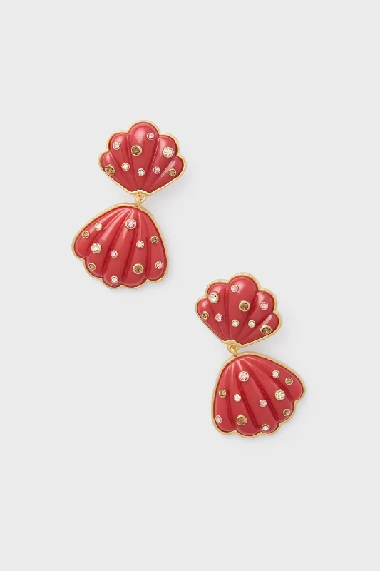 Drop Earrings for Casual Outfit -Coral Veda Double Shell Earrings