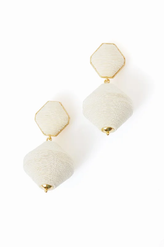 Drop Earrings with Vine Designs -Cream Geo Lantern Earrings