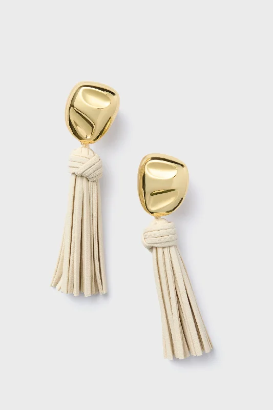 Drop Earrings for Casual Outfit -Cream Tassel Athena Earrings