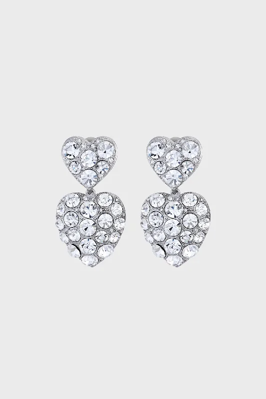 Drop Earrings for Concert Look -Crystal Disco Heart Drop Earrings