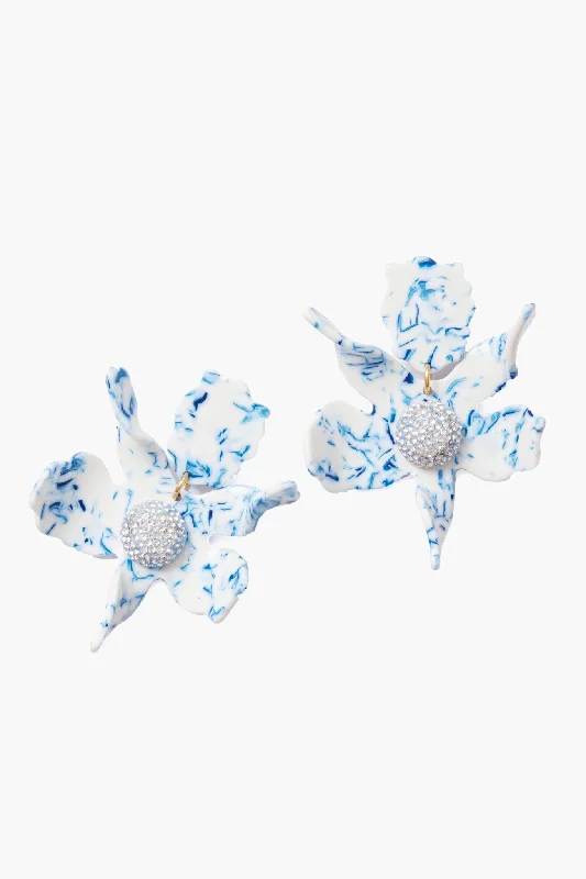 Contemporary Drop Earrings for Fashion -Delft Crystal Lily Earrings