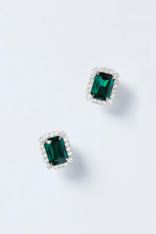 Drop Earrings for Beach Outfit -Emerald Diana Stud Earrings