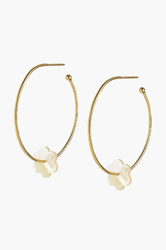 Oval Drop Earrings for Grace -Flowers Hoop-La Earrings