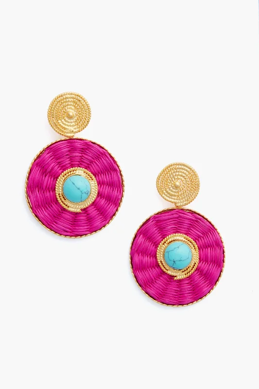 Drop Earrings for Gym Workout -Fuchsia Iraca Lucky Eye Earrings