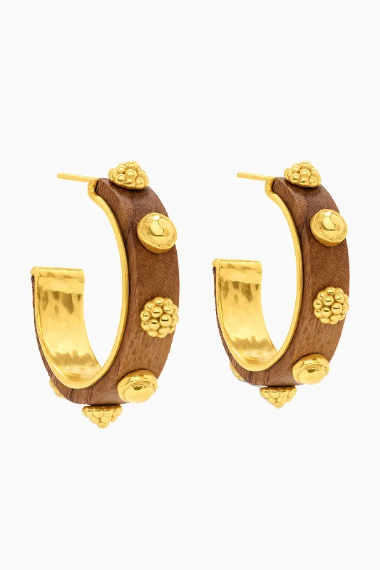 Drop Earrings with Textured Surface -Gaia Hoop Earrings