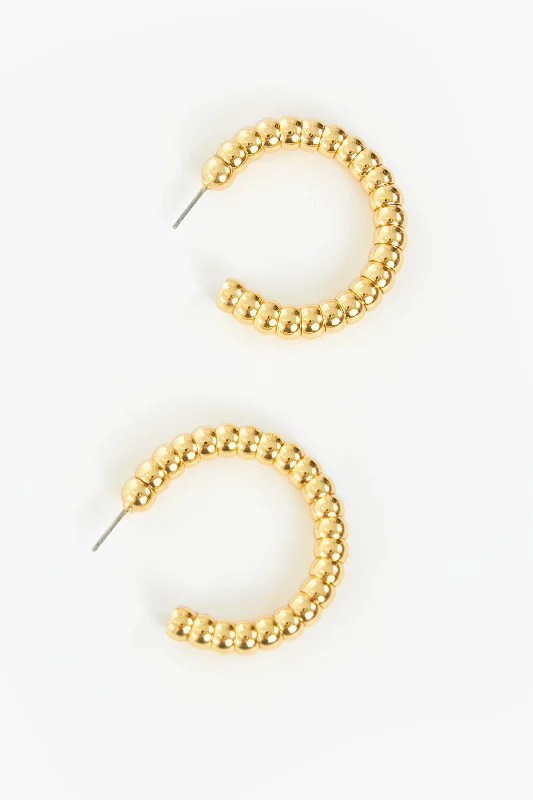 Drop Earrings for Bridesmaids Look -Gold Beaded Mila Hoop Earrings