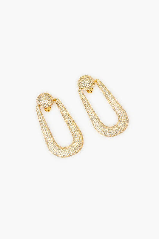 Drop Earrings for Graduation Day -Gold Brea Small Rhinestone Earrings