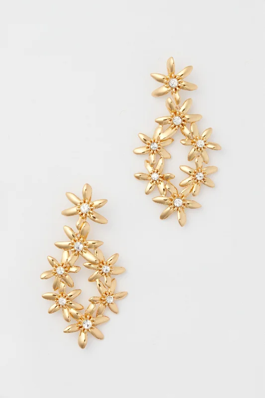 Studded Drop Earrings with Gemstones -Gold Elena Lux Earrings