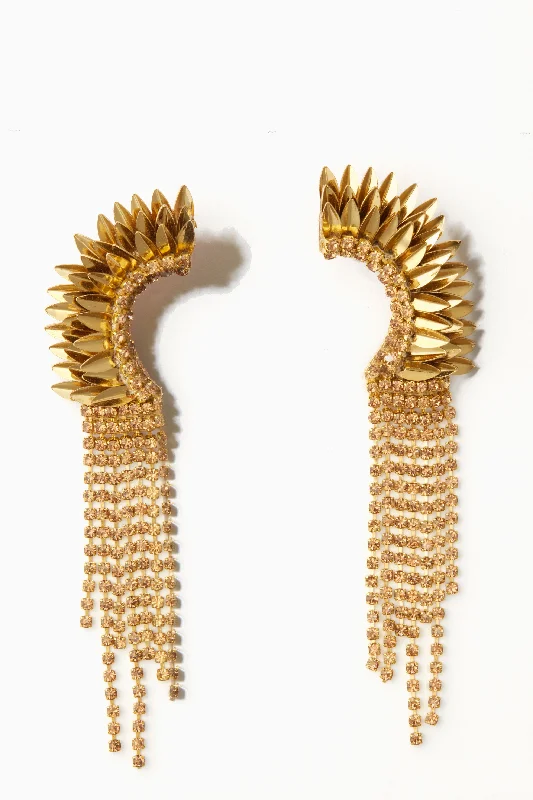 Drop Earrings with Embossed Patterns -Gold Estella Earrings