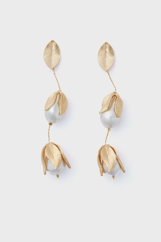 Drop Earrings with Debossed Designs -Gold Falcao Earrings