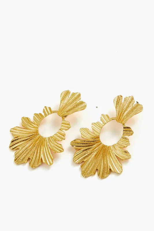 Waterproof Drop Earrings for Outdoor -Gold Fleur Earrings