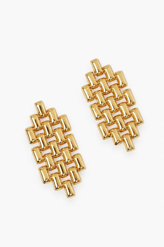 Drop Earrings with Embossed Patterns -Gold Hattie Earrings