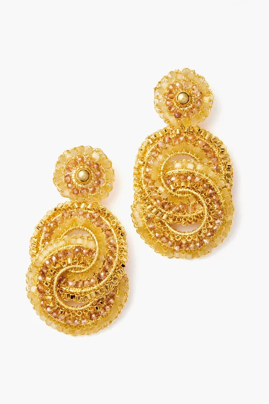 Long Drop Earrings for Dramatic -Gold Interlocked Earrings