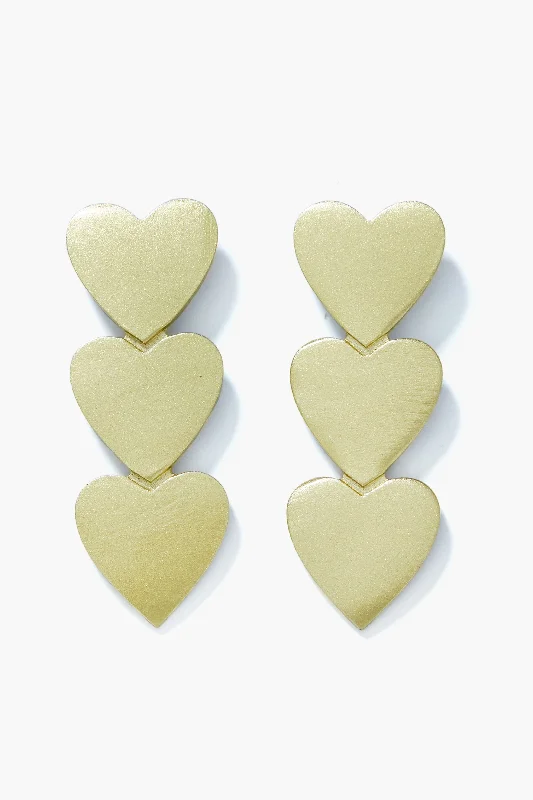 Drop Earrings for Bridesmaids Look -Gold Metallic Heart Earrings