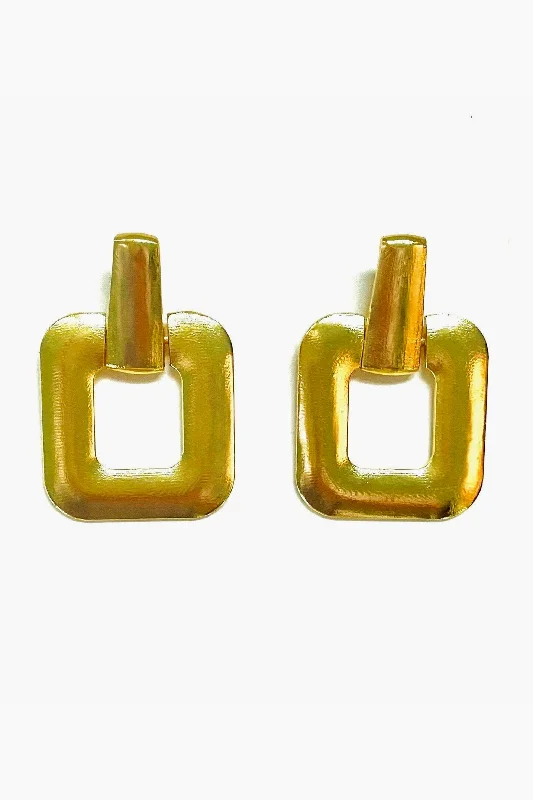 Drop Earrings for Work Attire -Gold Mod Square Earrings