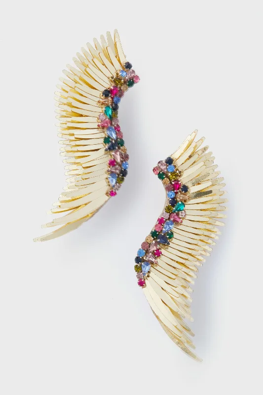 Drop Earrings with Chevron Designs -Gold Multi Mega Madeline Earrings