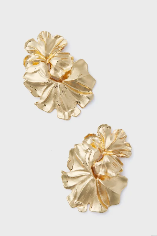 Drop Earrings with Embossed Patterns -Gold Noveldo Earrings