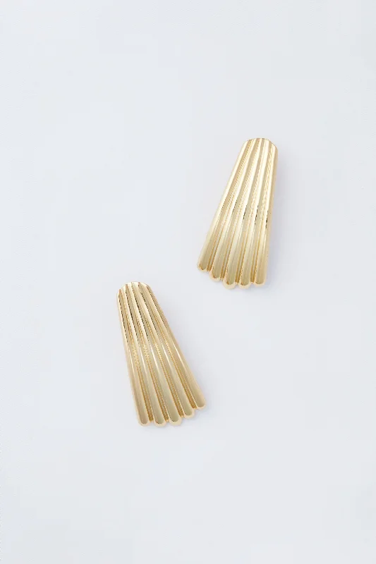 Small Drop Earrings for Delicate -Gold Ripple Earrings