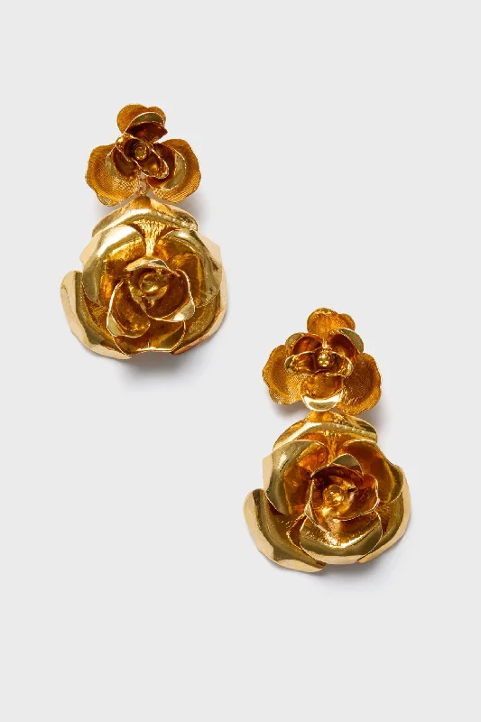 Drop Earrings with Floral Motifs -Gold Rosie Earrings