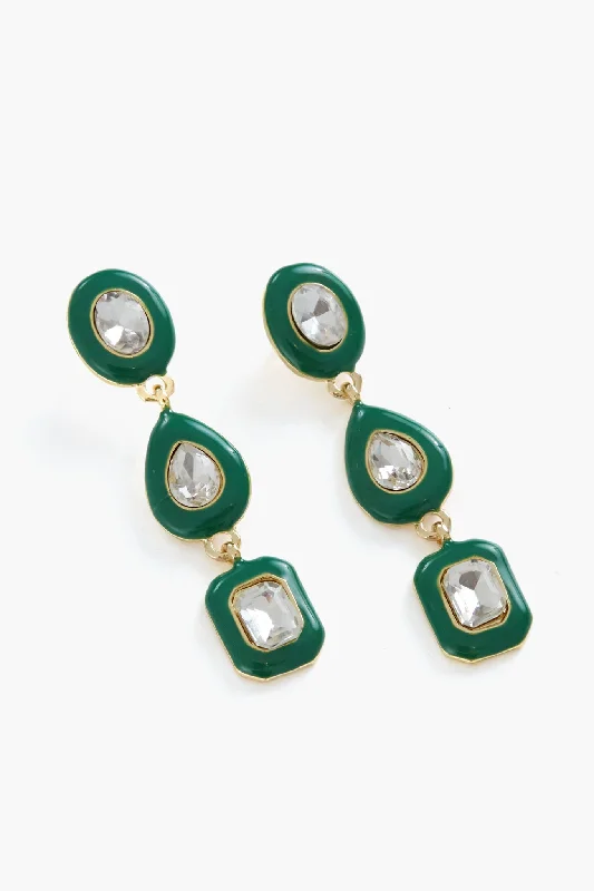 Floral Drop Earrings with Petals -Green Cole Earrings