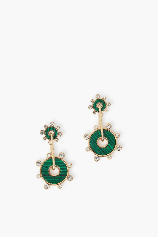 Hippie Drop Earrings with Beads -Green Etna Luxe Drop Earrings