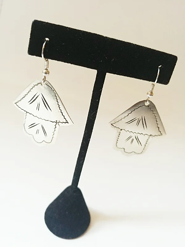 Studded Drop Earrings with Gemstones -Hasma Earrings Silver