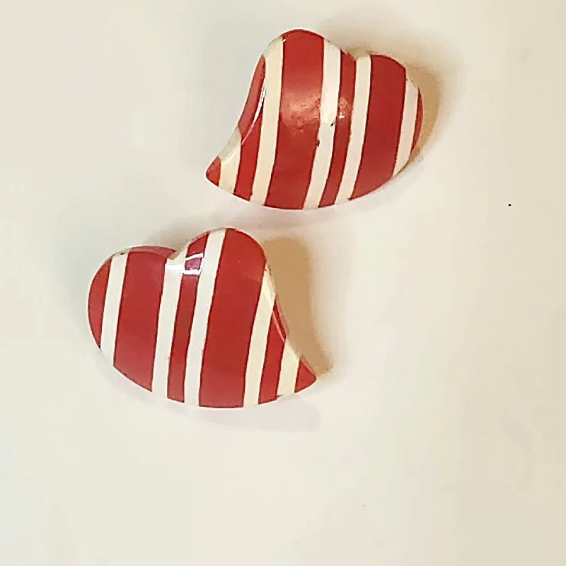 Geometric Drop Earrings for Trend -Heart Peppermint Stripe Earrings