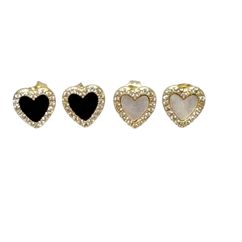 Lightweight Drop Earrings for All Day -Pave Colored Heart Post Earrings