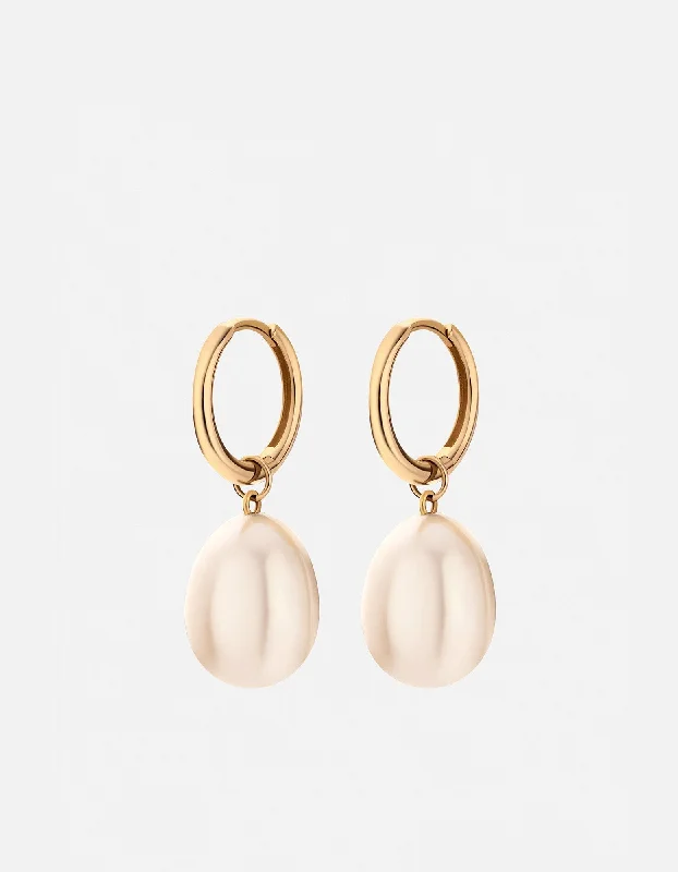 Diamond Drop Earrings for Luxury -Hera Drop Pearl Earrings, 14k Gold