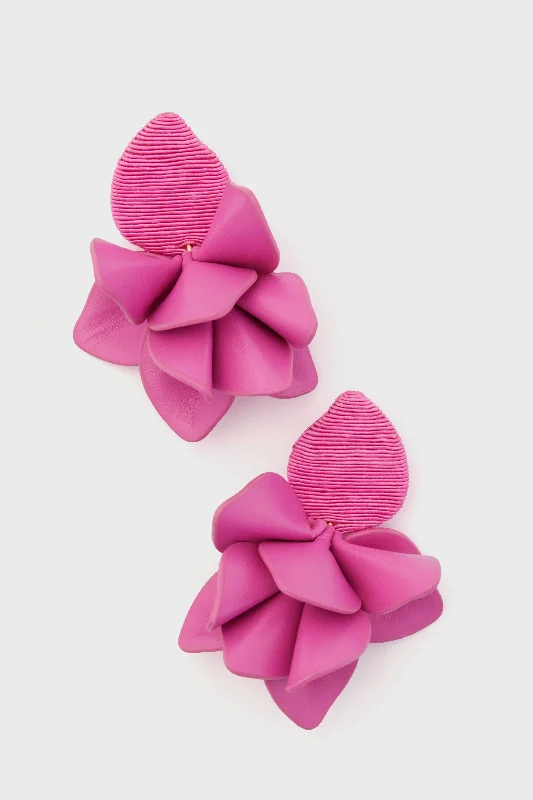 Drop Earrings for Wedding Ceremony -Hot Pink Orchid Earrings