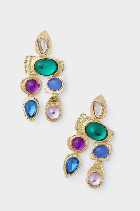 Round Drop Earrings for Classic -Jewel Multi Stone Earrings