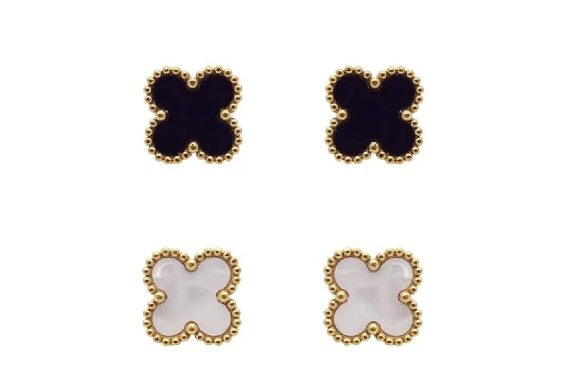 Drop Earrings with Animal Motifs -Small Clover Leaf Stud Earrings