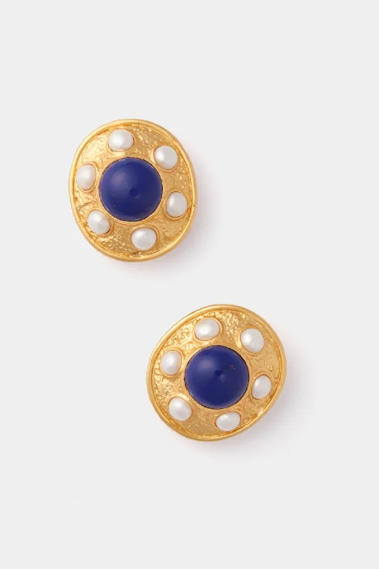 Waterproof Drop Earrings for Outdoor -Lapis and Pearl Vivienne Earrings