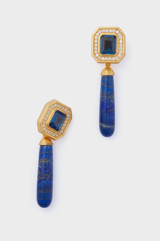 Gemstone and Diamond Drop Earrings for Opulence -Lapis Christina Earrings