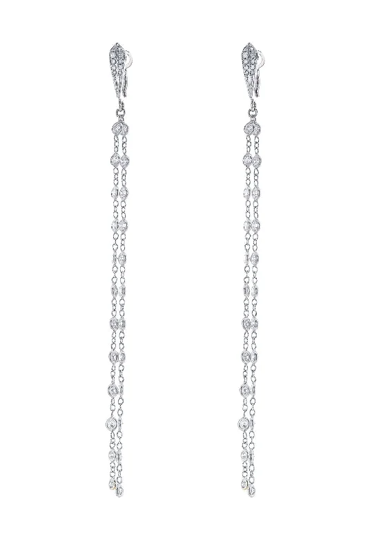 Drop Earrings with Debossed Designs -Double Round Diamond Drop Earrings