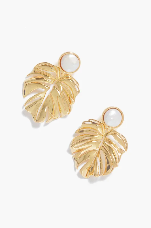 Drop Earrings for Festival Style -Lux Palm Pearl Earrings