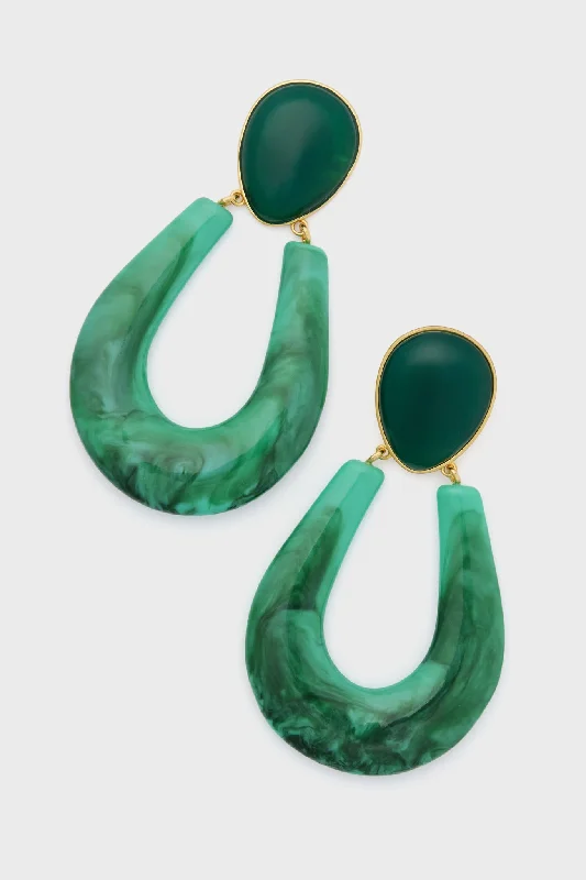 Hypoallergenic Drop Earrings for Sensitive -Malachite Marble Indra Earrings