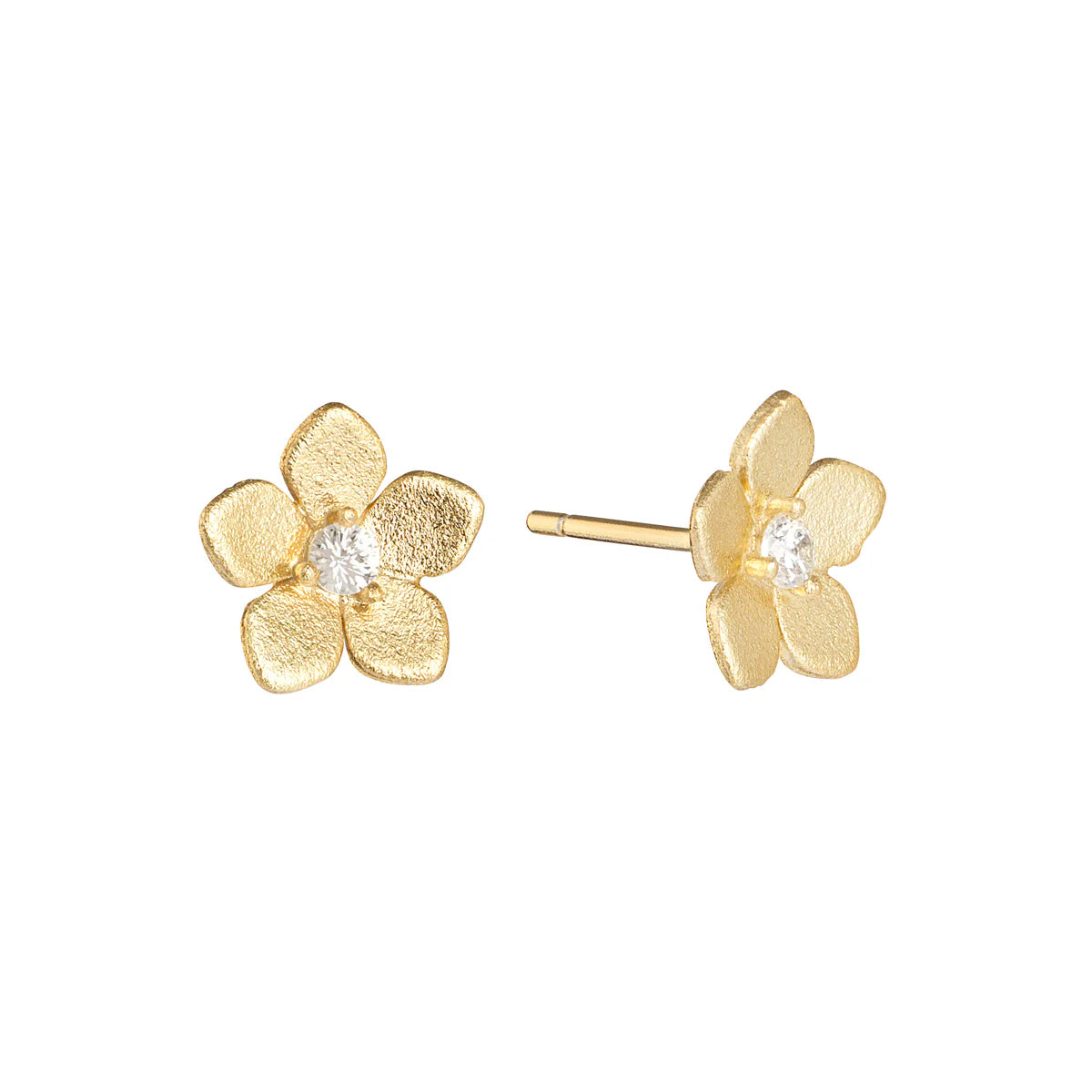 Drop Earrings for Work Attire -Matte Gold Flower Stud Earrings