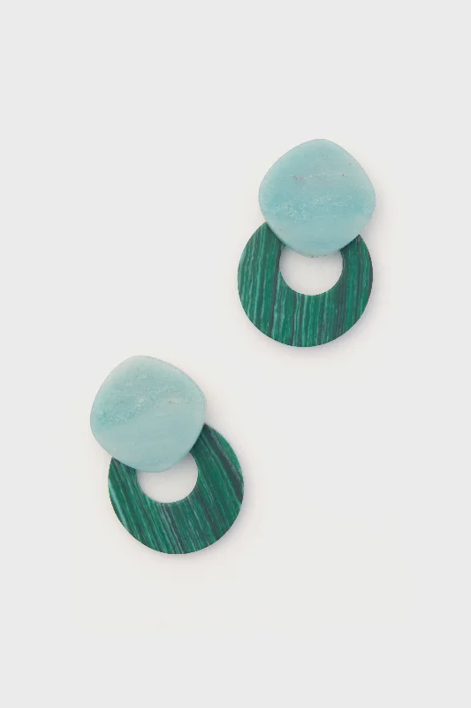 Clip On Drop Earrings for Non Pierced -Mist and Malachite Rae Earrings