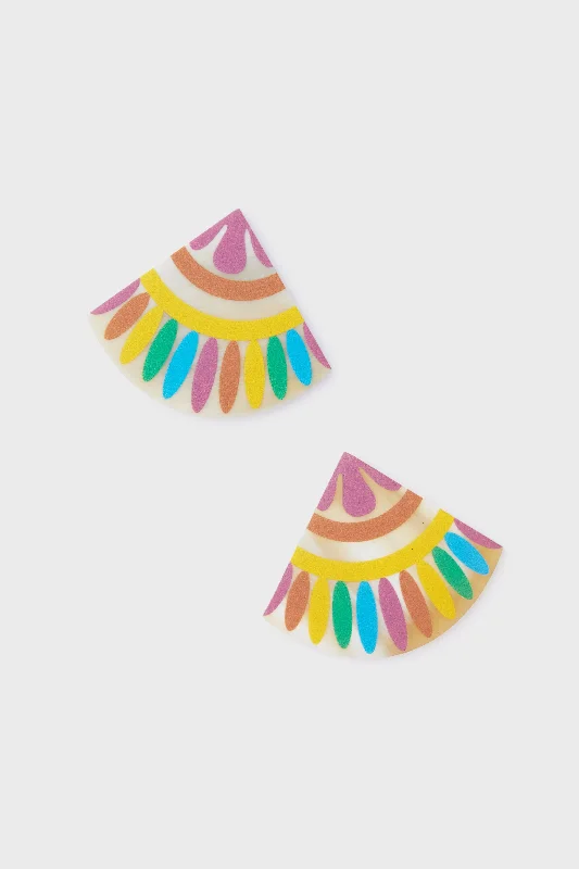 Studded Drop Earrings with Gemstones -Multi Spanish Tile Earrings