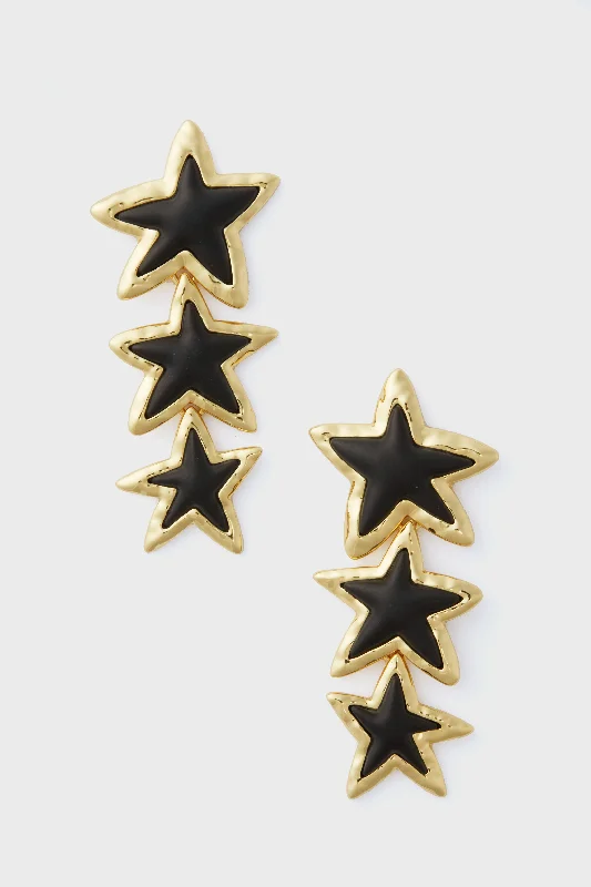 Drop Earrings with Embossed Patterns -Noir Stars Odette Earrings