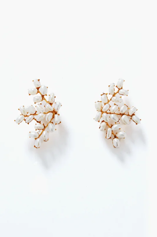 Push Back Drop Earrings for Convenience -Pearl Franca Earrings