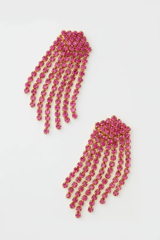 Drop Earrings for Everyday Glamour -Pink Crystal Simone Earrings