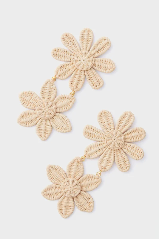 Indian Drop Earrings with Intricacy -Raffia Double Flower Shannon Earrings